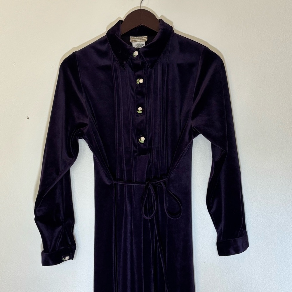 Coldwater Creek Velvet Maxi Dress PS Purple Embroidered Buttons - Picture 5 of 16